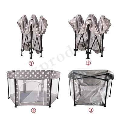 Multifunctional Portable Metal Fabric Baby Playard Folding Travel Playpen Indoor and Outdoor Use