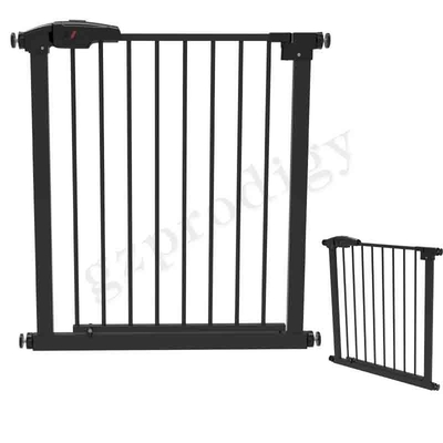 ASTM Childproof Black Metal Stair Gate , Sturdy Baby Gates For Stairs