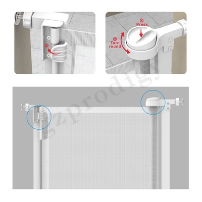 Sturdy Lightweight Retractable Baby Gate Pet Fence Durable White Color