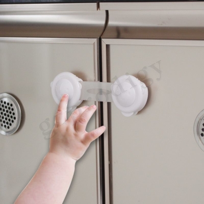 Multi-purpose Adhesive Plastic Baby Safety Lock White Cabinet Drawer Latch