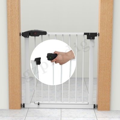 ASTM Childproof Black Metal Stair Gate , Sturdy Baby Gates For Stairs