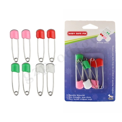 Prodigy 8 Pcs Diaper Pins Eco - Friendly Plastic Head Pin With Baby Saftey Locks Colorful