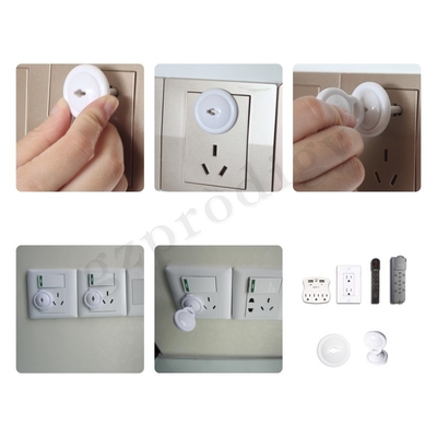 White Baby Safety Plug Protector 2 Pins Socket Covers With Key