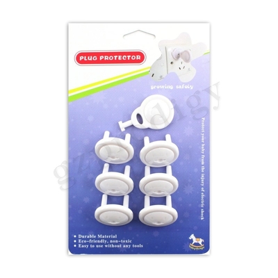 White Baby Safety Plug Protector 2 Pins Socket Covers With Key