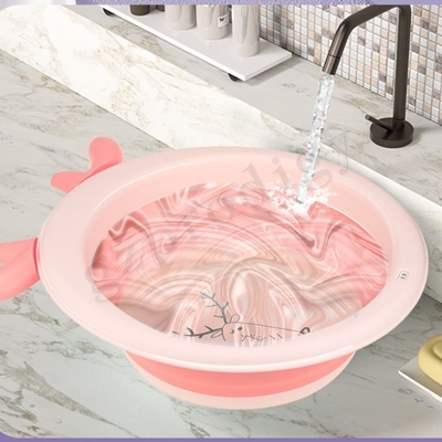 Portable Travel Household Foldable Wash Basin PP TPE Cartoon Style