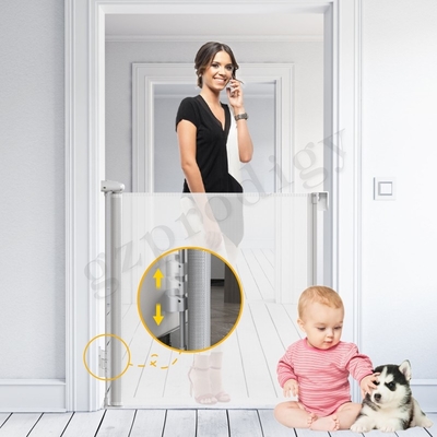 Extra Wide 140 Inch Retractable Gate Mesh Barrier Expandable Gate For Stairs