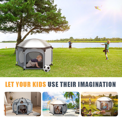 Indoor And Outdoor Folding A Pop Up Play Tent Orange Grey Blue Color