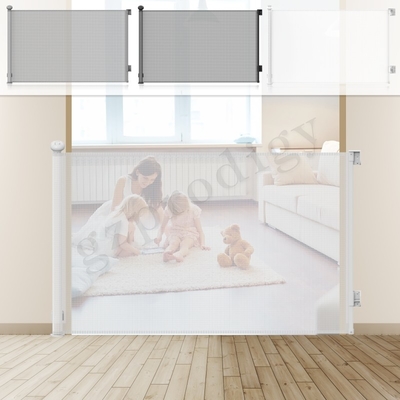 Baby Proof Infants Foldable Safety Gate Retractable Dog Gate For Doorway 84 Inch Retractable Mesh Gate