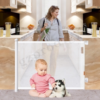 Baby Proof Infants Foldable Safety Gate Retractable Dog Gate For Doorway 84 Inch Retractable Mesh Gate