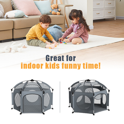 162cm Baby Play Yard Folding Indoor Pop Up Play Tent UV Protection Grey Color