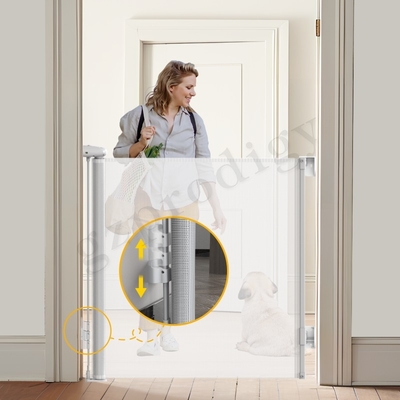 CPC ASTM Standard White Retractable Safety Gate 300cm Width Multiscene Retractable Child Metal Gate