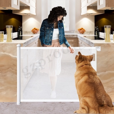 ABS Retractable Mesh Gate Extra Wide 71  Inch Easy Detachable Multi Direction Stretch Retractable Gate For Dogs Outside
