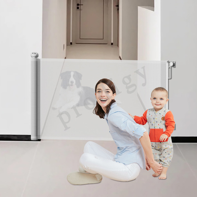 Extra 55inches No Drilling Baby Retractable Gate Pets Mesh Safety Gate For Stair, Doorway